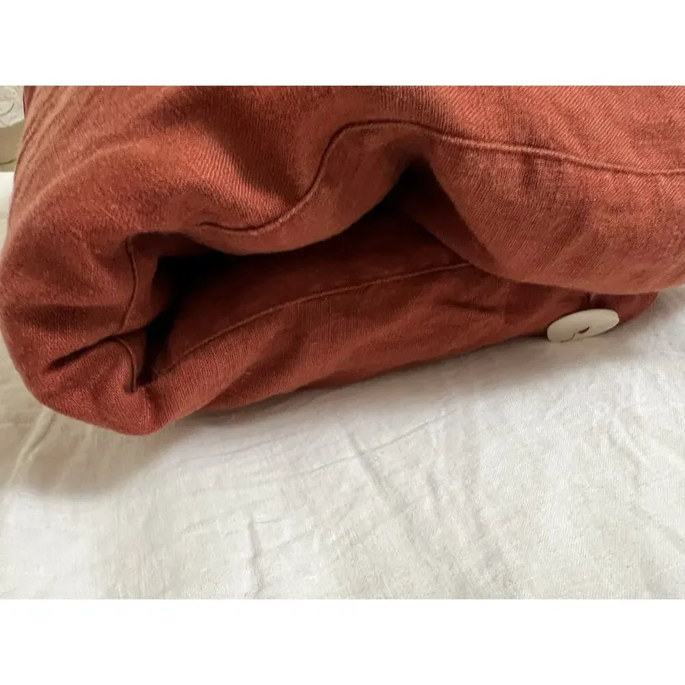 POTTERY BARN 100% FLAX LINEN DUVET COVER Twin Rust RED BERRY